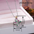 Silver Tone Colorful Christmas Tree Pendant Necklace view 4