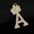 Crystal Crown Initial Letter Charm Pendant Gold Tone A To Z view 6