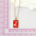 Gold Tone Rectangular Enamel Snake Card Pendant Necklaces view 3