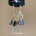 Multicolor Teardrop Charm Earrings on Gold Tone Hooks view 1