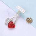 Two Heart Rhinestone Chain Brooch Decorative Lapel Pin view 1