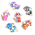 Floral Print Dog Charms in Six Patterns and Two Metal Tones view 3