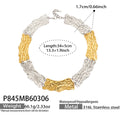 Wide Hammered Texture Link Choker Necklace Gold Steel Tones view 7