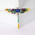 Multicolor Enamel Dragonfly Brooch with Gold Tone Edges view 1