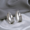 Gold and Silver Brushed Wide C Hoop Statement Stud Earrings view 7