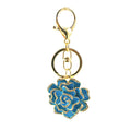 Rose Flower Keychain With Clear Stones And Gold-Tone Hardware view 5