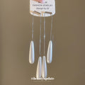 Silver Tone Pearl Teardrop Threader Earrings with Polished Metal Details view 2