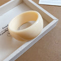 Round Acrylic Marbled Solid Wide Cuff Bangle 3 Styles view 8