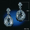 Silver Tone Clear Pear Stone Cluster Drop Earrings view 3