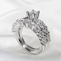 Silver Tone Raised Round Crystal Cluster Ring Statement Jewelry view 2
