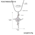 Starburst Zircon Pendant Snake Chain Necklace Stainless Steel view 6