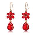 Gold Tone Champagne Floral Halo Openwork Crystal Five Designs Metal Dangle Earrings view 5