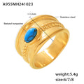 Wide Rope Band Ring Oval Turquoise Tiger Eye Steel view 6