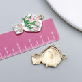 Pink Zinc Alloy Branch Bouquet Carnation Rose charm pendants for DIY bracelets necklaces