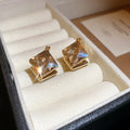 Champagne Faceted Diamond Shape Clip On Earrings Jewelry Design view 6