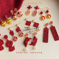 Festive Red Snake Carp Fu Fortune Charm Earrings Nine Styles view 2