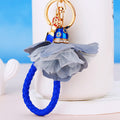 Layered Fabric Flower Keychains with Braided Loops in Ten Color Options view 6