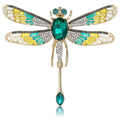 Enamel Dragonfly Drop Brooch with Polished Metal and Decorative Accents view 1