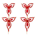 Gold Tone Flower Openwork Crystal Four Designs Metal Necklace and Earring Set view 8