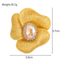 Gold Tone Flower Crystal Two Designs Metal Brooch Pin 5.7 x 5 cm view 2