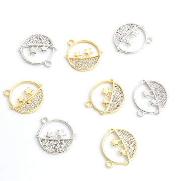 Crystal Planet Alloy Charm Pendants in Gold and Silver Tones