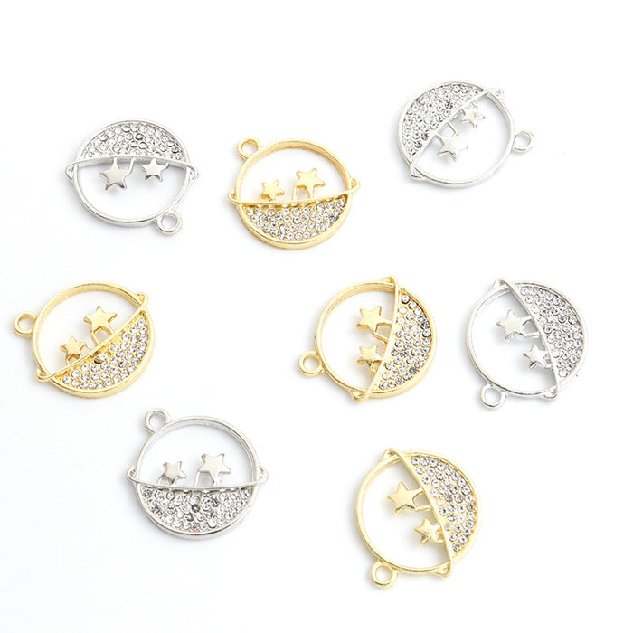 Crystal-Accented Gold Silver Moon Alloy Jewelry Pendants in 2 Styles