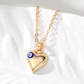 Gold Tone Puffy Heart Pendant Necklaces with Evil Eye Accents view 7