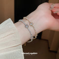 Three Flower Crystal Tennis Bracelet In Gold Tone Or Silver Tone view 2