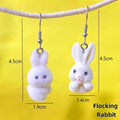 White Flocked Rabbit Figure Drop Earrings 2 Styles view 4