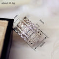 Square And Round Clear Stone Five-Row Extra-Wide Ring In Silver Tone view 4