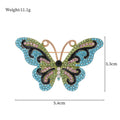 Aqua Gold Tone Butterfly Crystal Metal Brooch Pin for Jackets and Lapels view 2