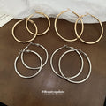 Slim Polished Metal Hoop Earrings in Three Size and Color Options view 3