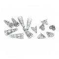 Silver Tone Teardrop and Trumpet Shaped Bead End Caps view 1