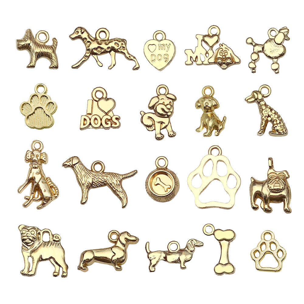 Zinc Alloy Pet Dog Paw Dog Bowl Heart Letter Charm Pendant for Earrings and Necklaces