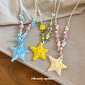 Ceramic Starfish Beaded Necklaces in Three Colors with Decorative Details view 4
