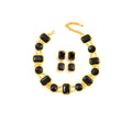 Black Geometric Necklace Bracelet and Earring Jewelry Set view 5