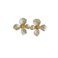 Gold Tone White Enamel Flower Pearl Stud Earrings Fashion Jewelry view 5