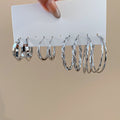 Silver Hoop Earring Set Four Pairs Twist Cross Style view 6
