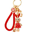 Jeweled Polka Dot Dress Rabbit Keychains with Braided Loop Options view 5