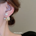 Pearl Star And Moon Double Sided Stud Earrings With Decorative Details view 3