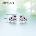 Silver Enamel Spotted Cow Stud Earrings Alloy Pair view 5