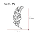 Silver Tone Leaf Crystal Metal Brooch Pin for Jackets and Lapels view 2