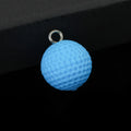 Molded Golf Ball Charm Pendants Dimpled Silver-Tone Loop Six Colors view 8