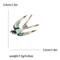 Flying Swallow Enamel Brooch with Crystal Wing Details view 6