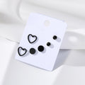 Black Tone Mixed Motif Stud Earring Three Pair Sets view 2