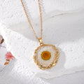 Gold Rim Dried Flower Resin Pendant Necklaces 11 Styles view 4