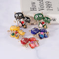 Two Cat Enamel Brooch With Heart and Crystal Bows in Six Colors view 4
