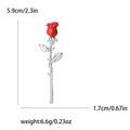 Long Stem Rose Brooch with Polished Metal and Decorative Accents view 6