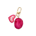 Magenta Druzy Style Resin LOVE Heart Clip Keychains view 5
