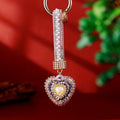 Pearl Center Crystal Heart Keychains with Straps and Plain Options view 7